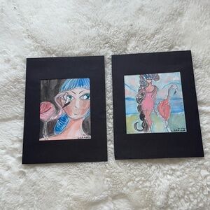 Handmade hand crafted paintings set of two by Me Sinta Margot sect of two
